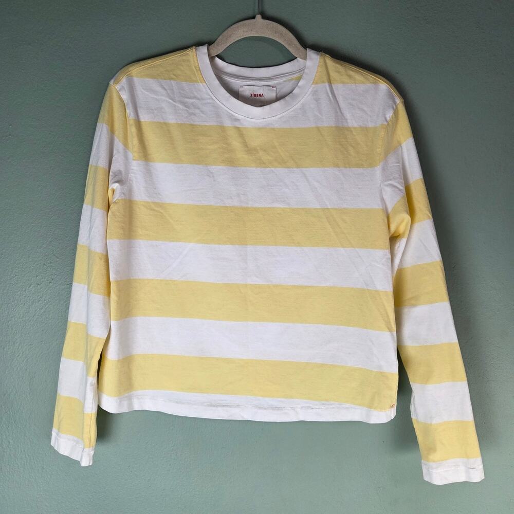 Xirena Tee Womens Small Terrance Sundial Yellow Striped Luxury Contemporary